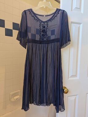 Silk Sheer Navy blue dress Size XS